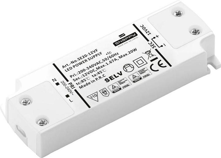 Image du produit Dehner Elektronik SE 20-12VF (12VDC) Transformateur LED, conducteur LED Tension constante 20