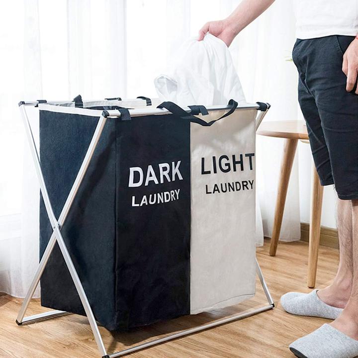 Produktbild König Design 2 Stück Wäschesammler Fächer Wäschebox Wäschetruhe Wäschetrenner Wäschesortierer
