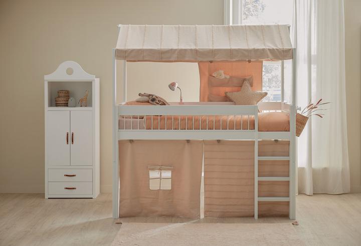 Produktbild Lifetime Kidsrooms Halbhohes Bett KOMBO mit kleinen Schrank Breeze, Deluxe Lattenrost
