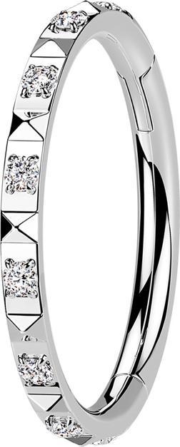 Immagine prodotto Star Piercing Anello a micro segmenti con cerniera in argento Piramidi laterali e cristalli argento (senza ottone, Acciaio chirurgico 316L)
