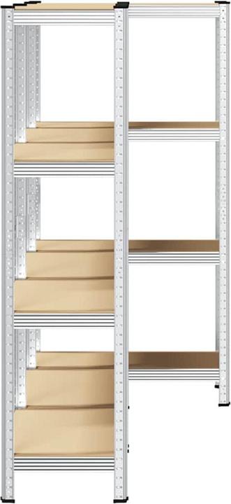 Actual product image VidaXL Storage shelving with 4 shelves 3 pcs. silver steel & wood-based material