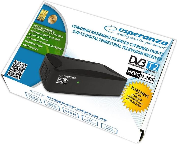Actual product image Esperanza Receiver TV EV108 (DVB-T2)