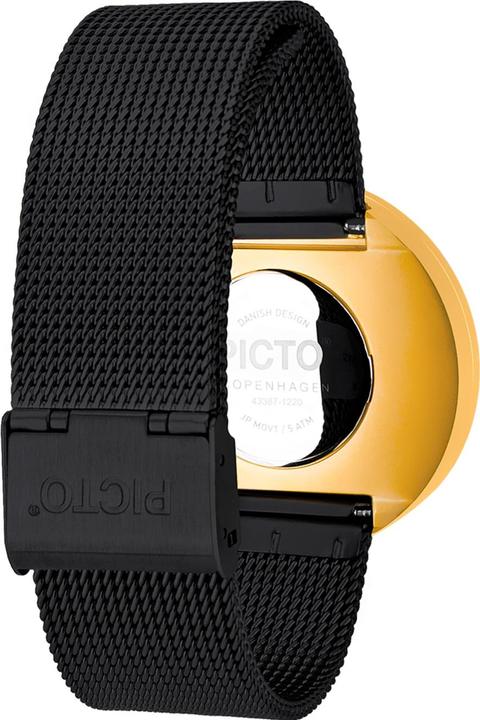 Image du produit Picto 43387-1020 Montre unisexe noire et or 40mm 5ATM (Montre analogique, 40 mm)