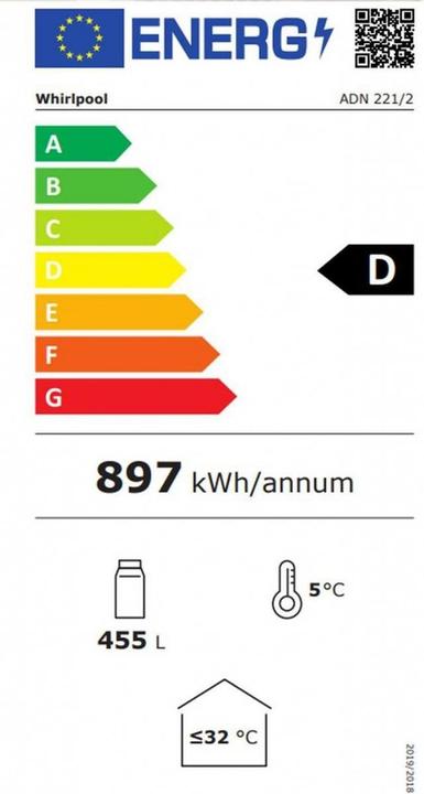 Energie-Label Whirlpool Kühlschrank ADN 221/2 (455 l)