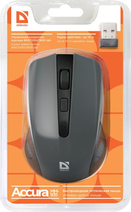Actual product image Defender MM-935 Mouse Ambidextrous RF Wireless Optical 1600 DPI (Wireless)