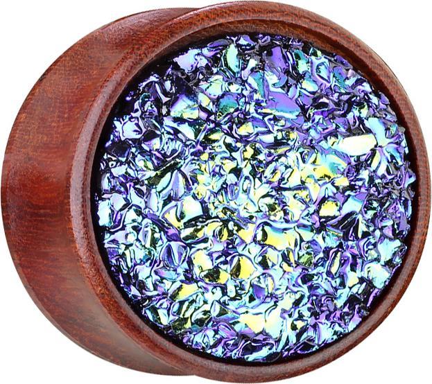 Produktbild Star Piercing Flared Plug mit Druse Stein dunkelblau (ohne Messing, Organisch)