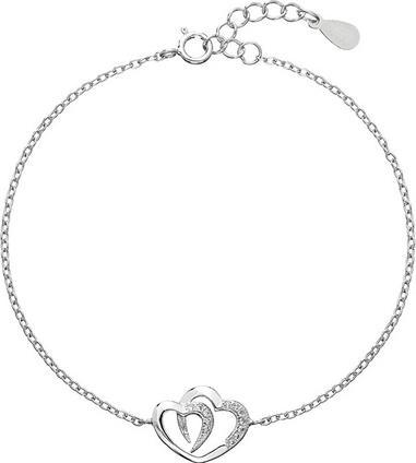 Evolution Group Romantic silver bracelet Two hearts with zircons 13011.1 (L)