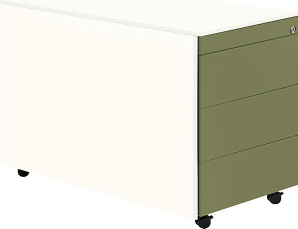 Produktbild Mauser Schubladencontainer, Rollen, 570x800mm, Stahlplatte, 3xSchublade, weiss/grün/weiss