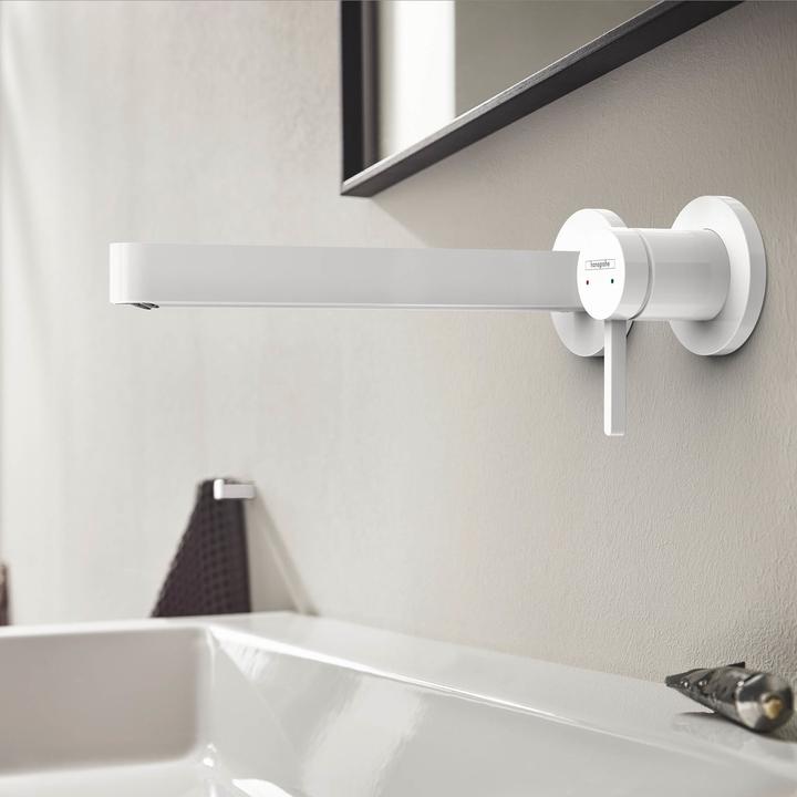Produktbild hansgrohe FINORIS Fertigset für 2-Loch-Waschtischarmatur Auslauf 225mm, mattweiss