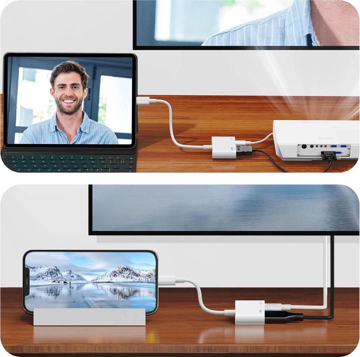 Produktbild Max Excell Lightning auf HDMI + USB-C Adapter (Lightning, 1 cm)