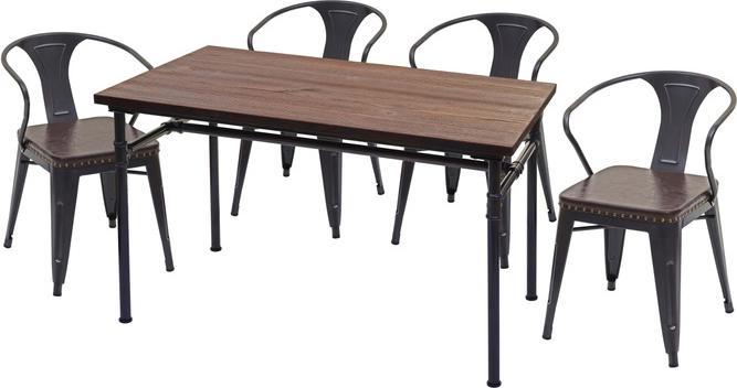 Image du produit Swisshandel24 Salle à manger ensemble HWC-H10, 4x chaise de salle à manger Table de salle à manger, bois d'orme
