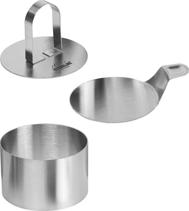 Produktbild Stoneline Dessertringe und Speiseringe Set, 8-teilig, Edelstahl, 6 Ringe, 1 Heber, 1 Stempel, rund