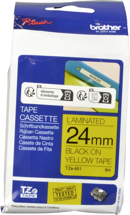 Actual product image Brother Tze-651 (2.40 cm, Yellow, Black)