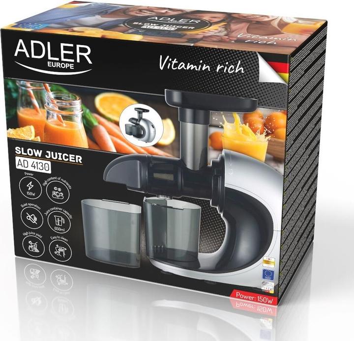 Actual product image Adler AD 4130 Slow Juicer, Stainless Steel/Black (EU plug)