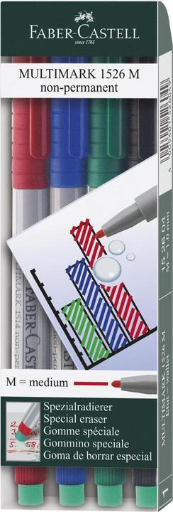 Faber-Castell Stylo à bille Multimark Non-Permanent (Multicolore, 1 mm, 4 x)