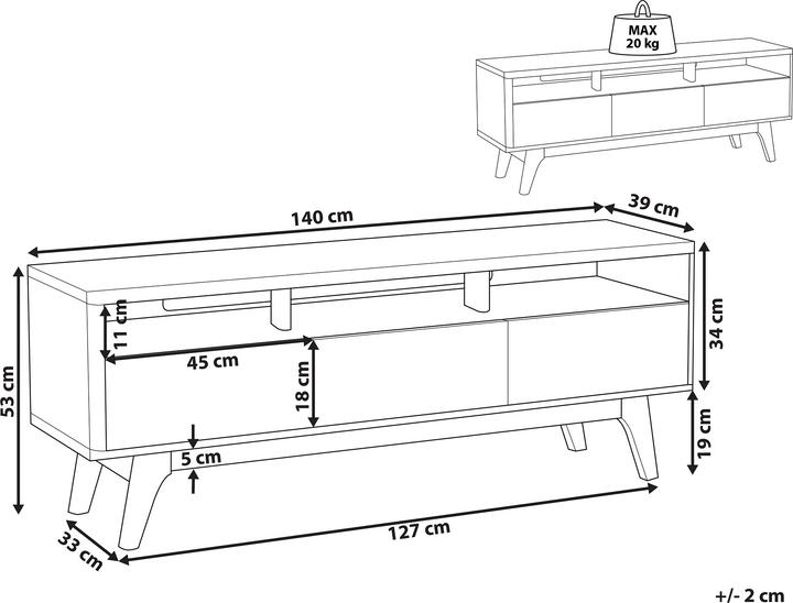 Image du produit Beliani Syracuse (140 x 39 x 53 cm)