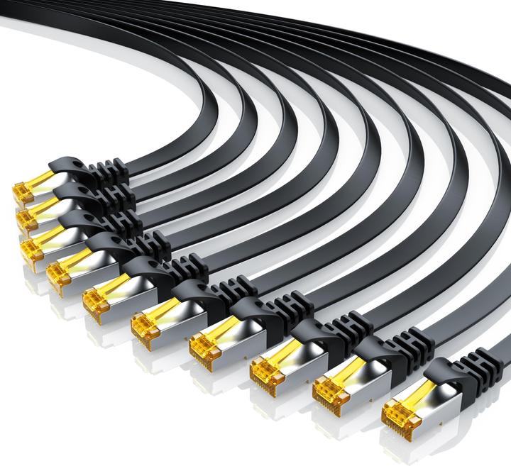 Actual product image Primewire CAT.7 network cable flat - Ethernet Gigabit Lan cable RJ45 - patch cable - comp. CAT.5 CAT.6 CAT.8 (U/FTP, CAT7, 1 m)