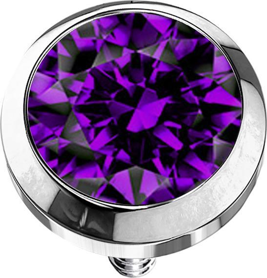 Immagine prodotto Star Piercing Ancora dermica in argento con cristallo viola (Acciaio chirurgico 316L, senza ottone)