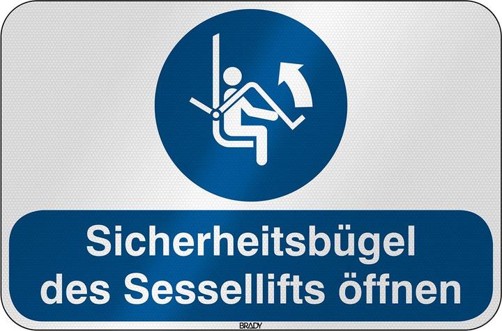 Immagine prodotto Brady M/M034/DE317/RFL-590X390-1, segnale di sicurezza ISO - Barra di sicurezza per seggiovia aperta