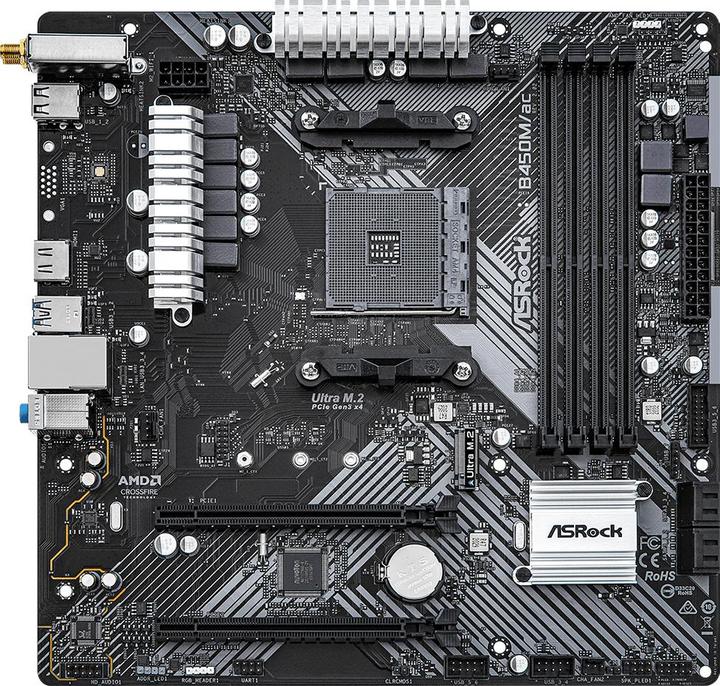 Actual product image AsRock Mainboard B450M/AC R2.0 (AM4, AMD B450, mATX)