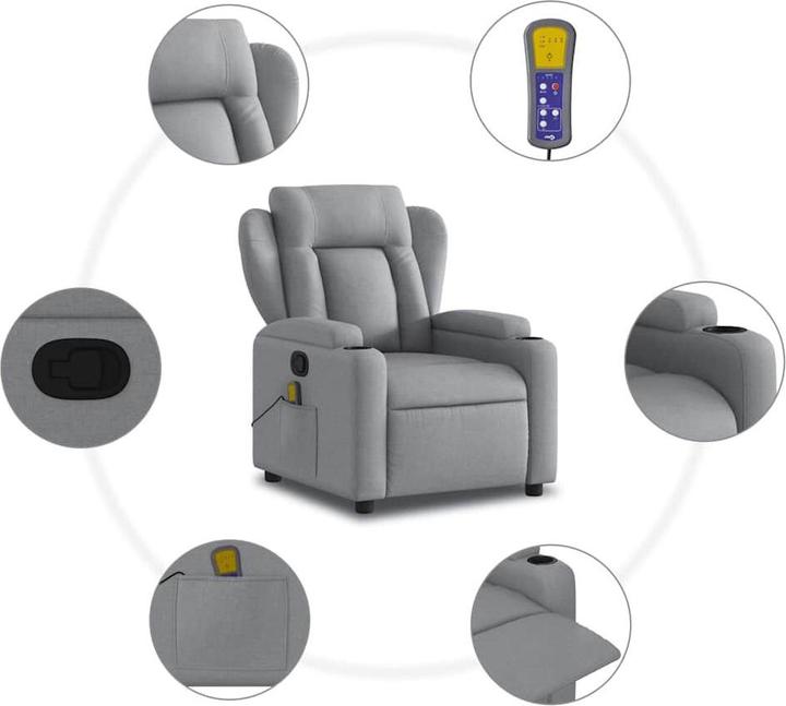 Immagine prodotto VidaXL Sedia da massaggio in tessuto grigio chiaro,Colore: Grigio chiaro,Materiale: Tessuto