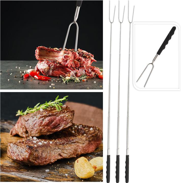 Immagine prodotto BBQ Collection Forchettone da barbecue con manico telescopico, set di 3 pezzi