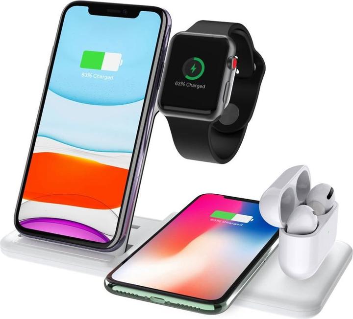 Image du produit Apfelkiste Chargeur Qi Fast Charging Station d'accueil Apple Watch / Smartphone / AirPods 15W - 4in1 (15 W)