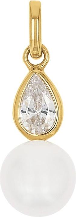 Amor Anhänger für Damen, Gold 375, Zirkonia synth., Süsswasserzuchtperle (Gold 375, 9 ct)