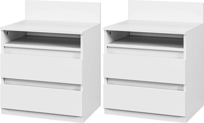 Image du produit Swisshandel24 2er-Set Nachttisch mit 2 Schubladen, Beistelltisch, Nachtschrank mit Ablage Weiss
