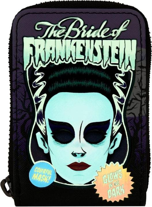 Actual product image Loungefly Universal Monsters by Wallet Bride of Frankenstein Neon Mask