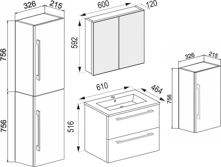 Immagine prodotto VCM Set di mobili da bagno da 5 pezzi