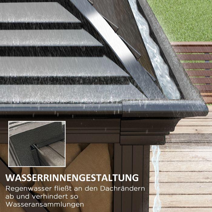 Produktbild Swisshandel24 Pavillon mit Hardtop, 4x3 m Wasserdicht Stabil Winterfest Moskitonetz, Alu, Braun (398 cm, 298 cm)