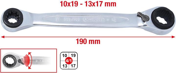 Produktbild KS Tools 4 in 1 GEARplus (19 mm, 10 mm, 17 mm, 13 mm)