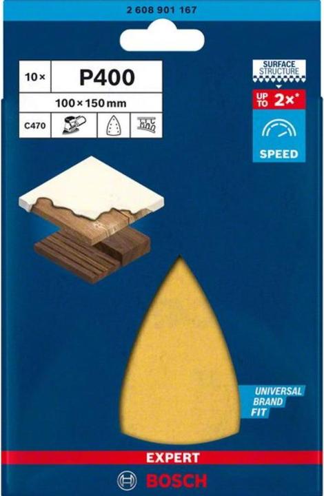 Produktbild Bosch Professional Zubehör EXPERT C470 Schleifpapier mit 7 Löchern für Multischleifer, 100 x 150 mm, G 400, 10-tlg. (400)