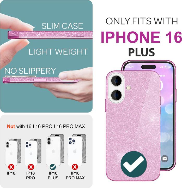 Produktbild Nalia Glitzer Hybrid Hülle (Apple iPhone 16 Plus)