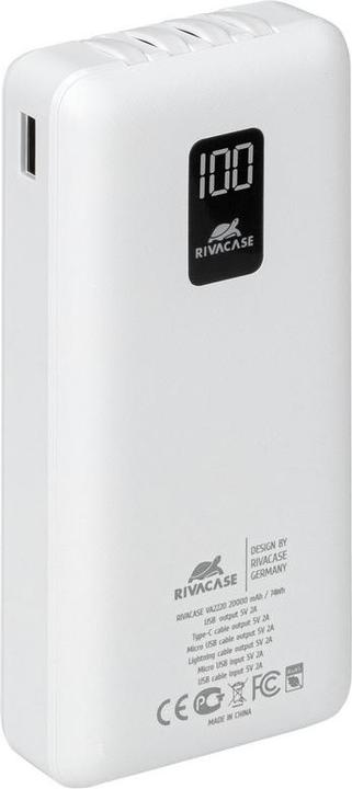 Produktbild Rivacase VA2220 power bank Lithium Polymer (LiPo) White (20000 mAh, 10 W, 74 Wh)