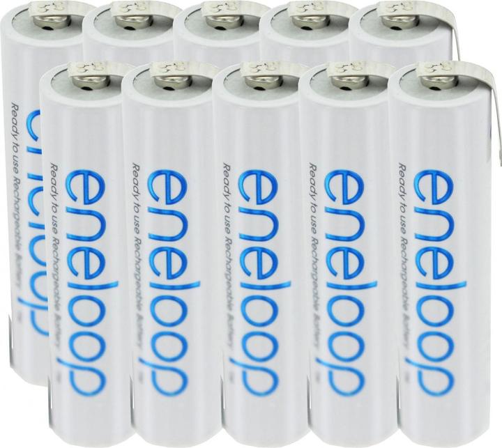 Produktbild Panasonic Akku Eneloop 10er Pack, mit Lötfahnen in Z-Form (10 Stk., AAA, 750 mAh)