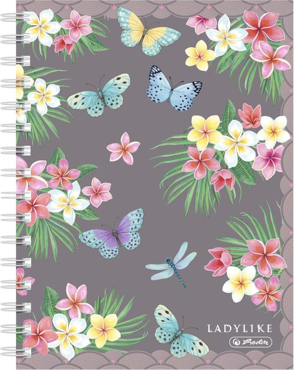Actual product image Herlitz Exercise book Ladylike Butterflies A5, 100 sheets (A5, Checked, Hardcover)