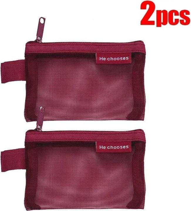 Only-Bags.Store 2 pezzi Mini Mesh Storage Bags Multi-colour Portable Pencil Case Holder Coin Cosmetic Jewellery