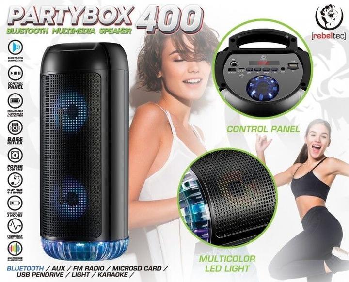 Produktbild Rebeltec Forever Bluetooth portable speaker Partybox 400 (USB, Micro SD, AUX, HF, RGB luminaire) (8 h, Akkubetrieb)