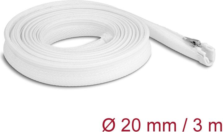 Image du produit Delock Gaine tressée avec fermeture éclair résistante à la chaleur 3 m x 20 mm blanc (Gaines pour câbles, 300 cm)