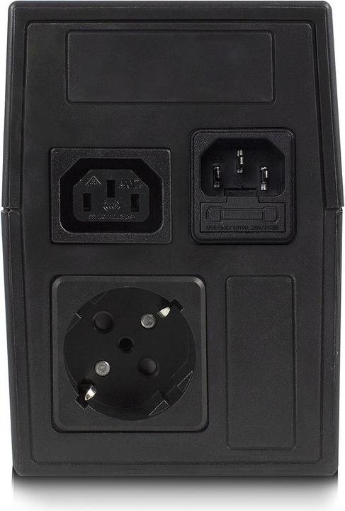 Produktbild UPS, 600VA, 1x IEC (C13) + 1x Type F outlet, 1x IEC C14 input, 230V, AVR (600 VA, 360 W, Line-Interaktiv USV)