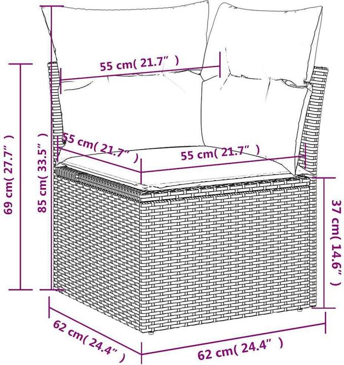 Produktbild VidaXL Gartenmöbel Sofa Garnitur Lounge Sitzgruppe 7-tlg. Braun Poly Rattan