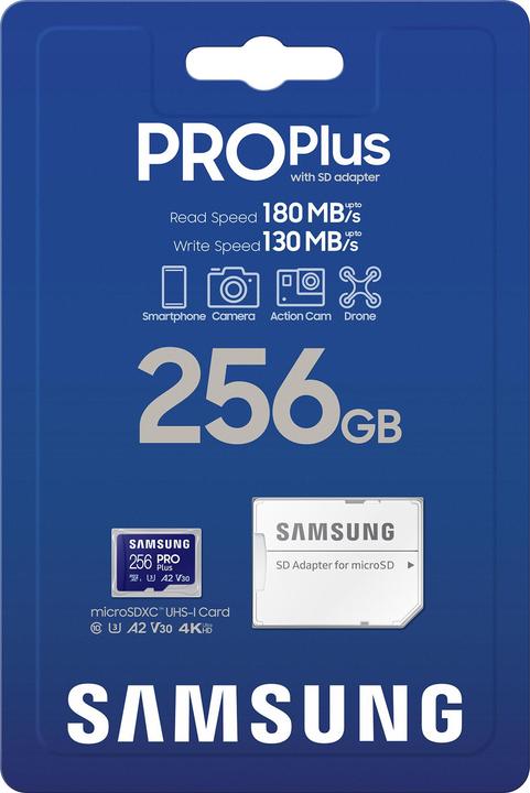 Image du produit Samsung PRO Plus (256 Go, microSDXC, U3, UHS-I)