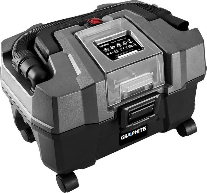 Produktbild Graphite Werkstattstaubsauger Energy + 18V, Li-Ion, 10 L, ohne Akku (Nass-Trockensauger)