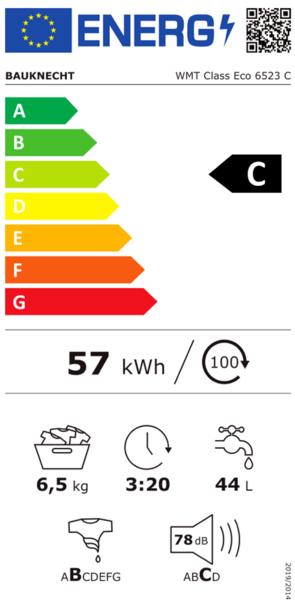 Energy Label Bauknecht WMT Class Eco 6523 (6.50 kg, Upwards)