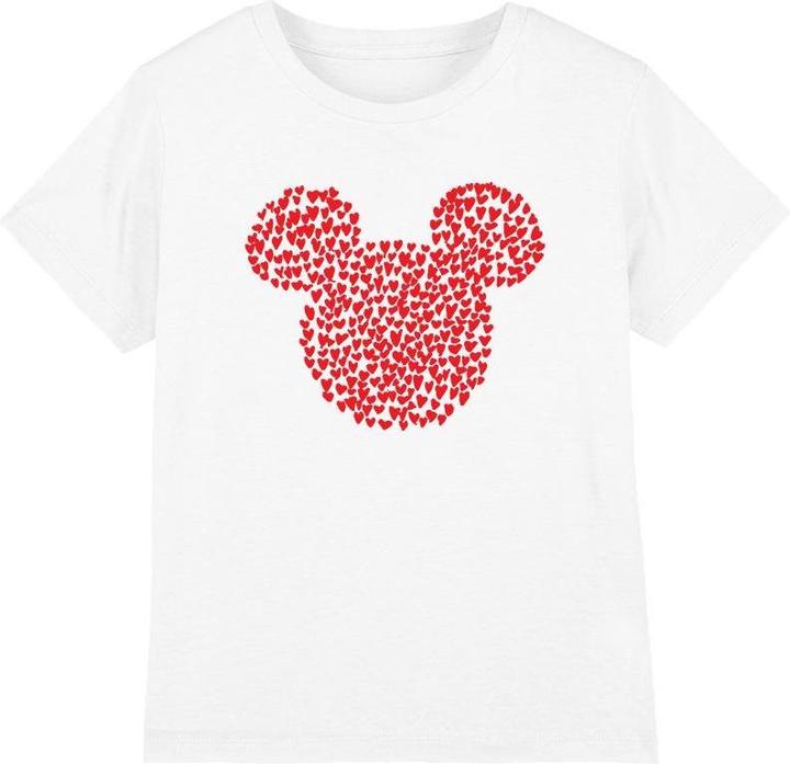 Actual product image Disney Childrens/Kids Mickey Mouse Heart Ears Silhouette Valentine's Day T-Shirt (140)