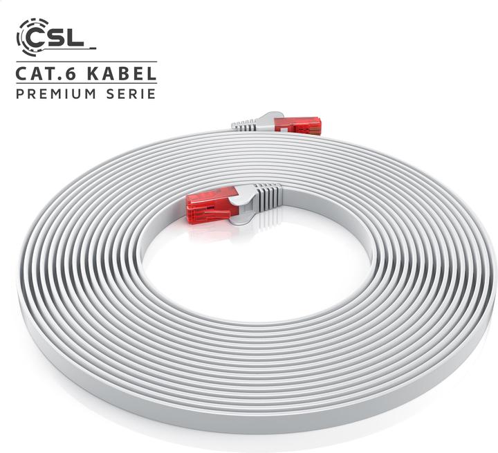 Produktbild CSL Netzwerkkabel flach - Ethernet Gigabit Lan Kabel RJ45 (UTP, CAT6, 20 m)