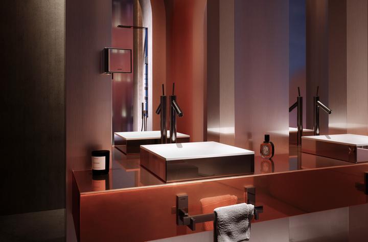 Actual product image hansgrohe AXOR Suite countertop washbasin, angular, 400x400mm, with metal frame, without overflow, S (400 mm, 400 mm)