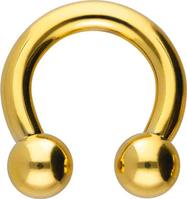 Star Piercing Circular Barbell Innengewinde vergoldet mit zwei Kugeln (Titan G23, ohne Messing)